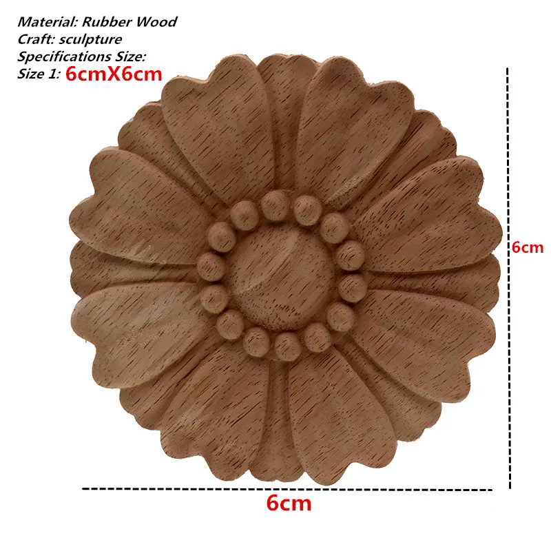 VZLX Горячие Rubbe Круглый Резной аппликация ретро мебель ремесла Декор деревянные DIY буквы Винтаж украшение дома - Цвет: 6cmX6cm