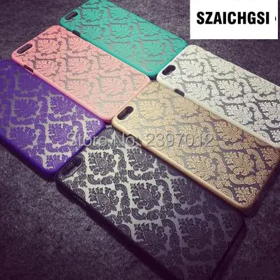 

SZAICHGSI For iPhone 6/6s case Baroque Retro Court Lace Pattern Texture Hard Plastic Clear Cover Mobile Phone wholesale 200pcs
