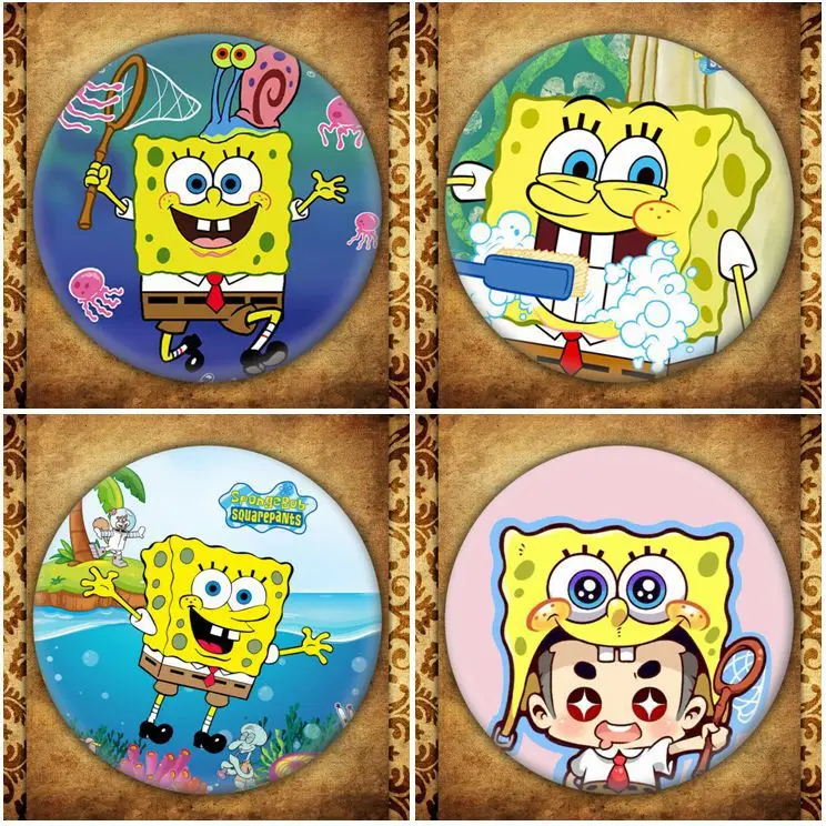 

American Anime SpongeBob SquarePants Display Badge Fashion Cartoon Figure Patrick Star Brooches Pin Jewelry Accessories