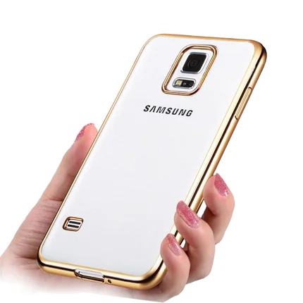 

05 luxury clear Gold original transparent soft tpu phone battery cases back coque cover case for Samsung Galaxy S5 Neo