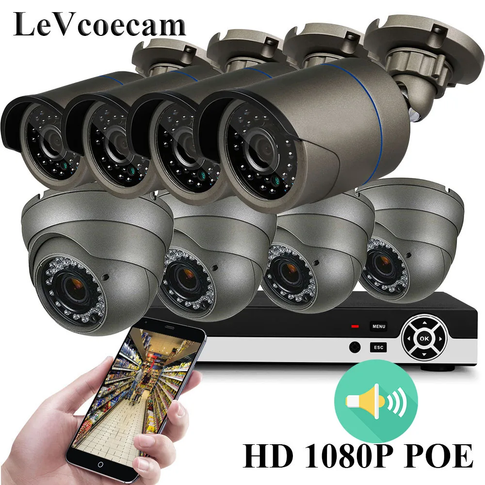 IP 1080p security camera POE system, Audio HD 1080P IP Surveillance System,Plug and Play,Phone Remote, Motion Detection H.265 IP 1080p security camera POE system, Audio HD 1080P IP Surveillance System,Plug and Play,Phone Remote, Motion Detection H.265