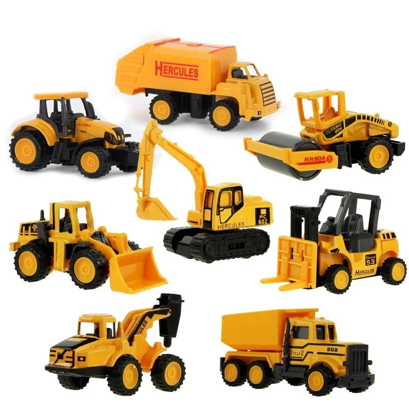 

Children's excavator sliding alloy car model children's toys 8 mini set alloy engineering vehicle