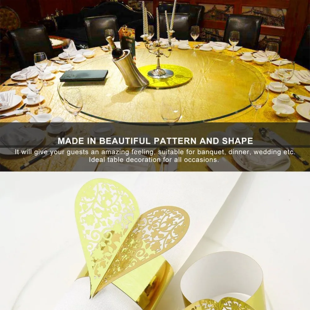 Heart Style Laser Cut Paper Napkin Ring Wedding Table Decoration (2)