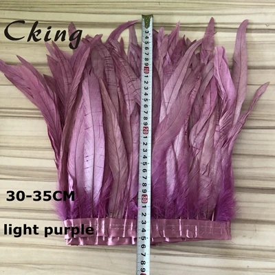 light purple Горячая Распродажа, Размер 2 метра, черный крашеное куриное с перьями из хвоста петуха отделка лентами, на стопу длиной от 10 до 15 см полоса платье юбка одежда для вечеринки ремесленничество - Цвет: light purple