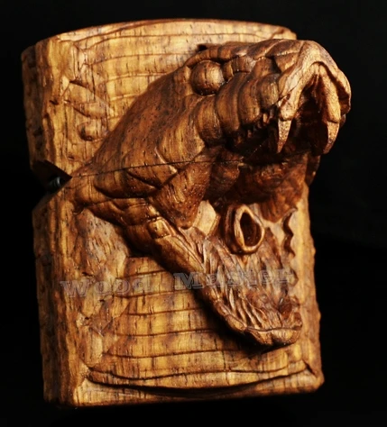 

BLLMJ 5model pure handamde Rosewood Hand carved lion tiger drogan snake 3D lighter with zpo insert