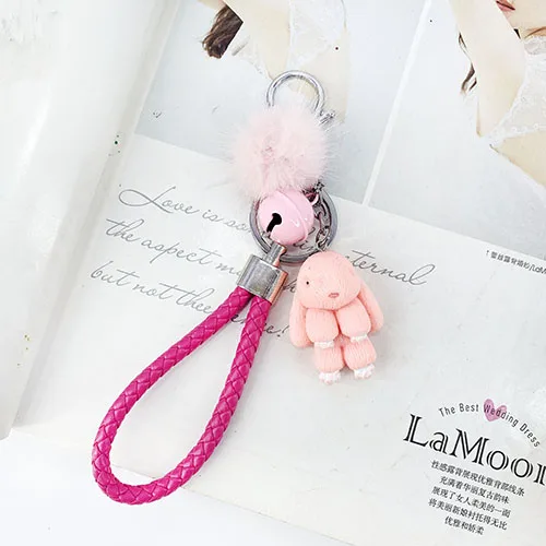 Кролик брелок Покемон пушистый меховой шар брелки для женщин сумки кулон украшение помпоны брелок модные детские подарки на Пасху - Цвет: Pink