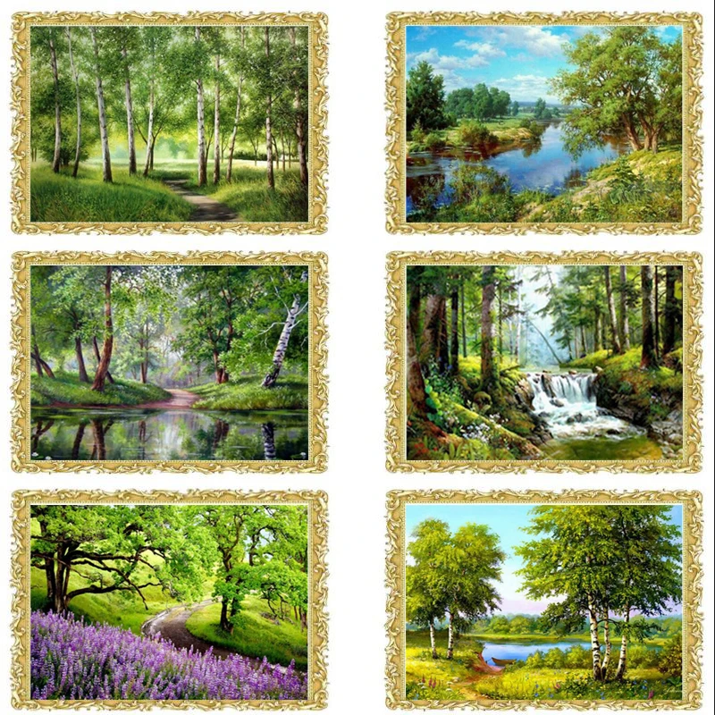 

diamond painting cross stitch scenery forest trees DIY 5D full diamond embroidery 3D Mazayka mosaic picture wall sticker fc580