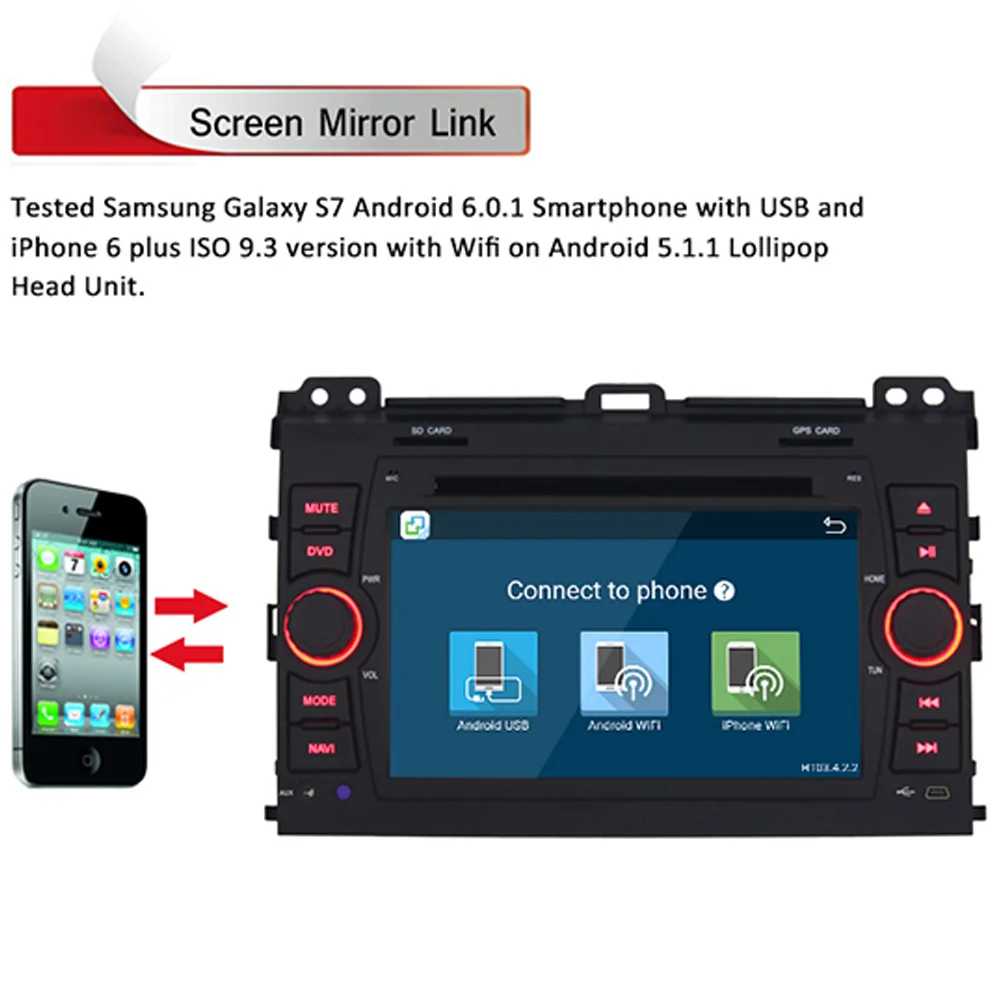 Perfect New 7" Quad Core 1024*600 Car DVD Player GPS Navigation Radio Audio For Toyota Prado GPS Capacitive Touch Screen Radio With Maps 3