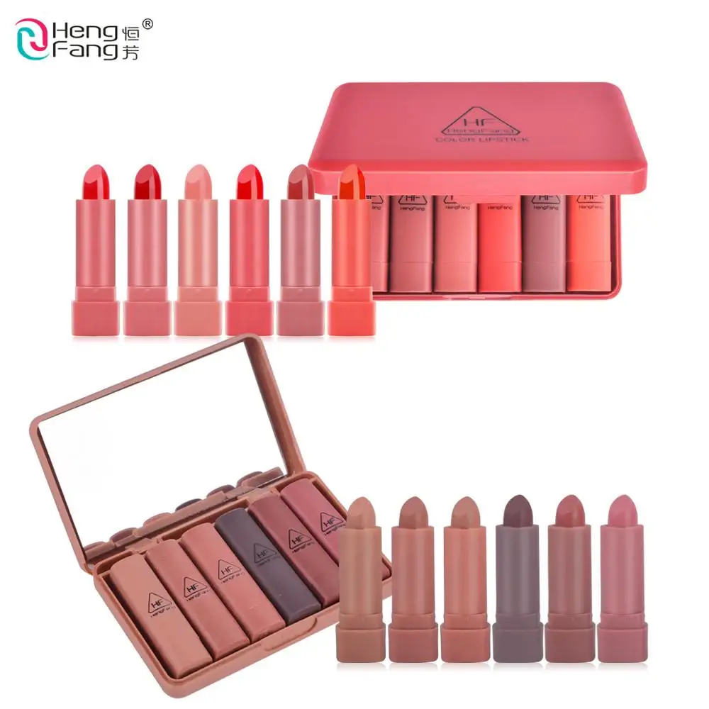 

Hengfang 6pcs Matte Velvet Lipstick Mini Makeup Lip Kit Waterproof Nude Sexy Pigments Set of 6pcs Lovely Gift Wholesale Retail