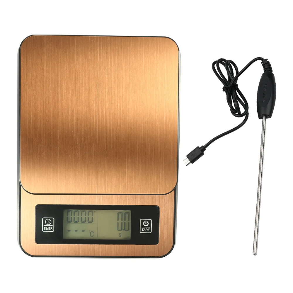 

Kitchen Scales balance digital weight scale Timed Hand Made Coffee Electronic Scale with Temperature Probe LCD Display