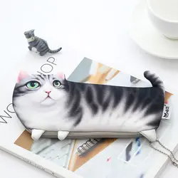 Кошка фланель канцелярские организации Kawaii Новинка моделирование мультфильм кошка косметички школьные карандаши органайзер для