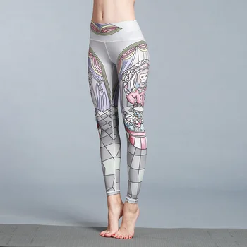 2018 New Women Slim Print Yoga Pants Quick Dry Sport Leggings Fitness Yoga Tights Jogging Running Pants Workout S-XL 10 Colors 5