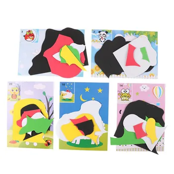 

5 set DIY Cartoon Animal 3D EVA Foam Sticker Puzzle Early Learning Education Toys for Children Random color