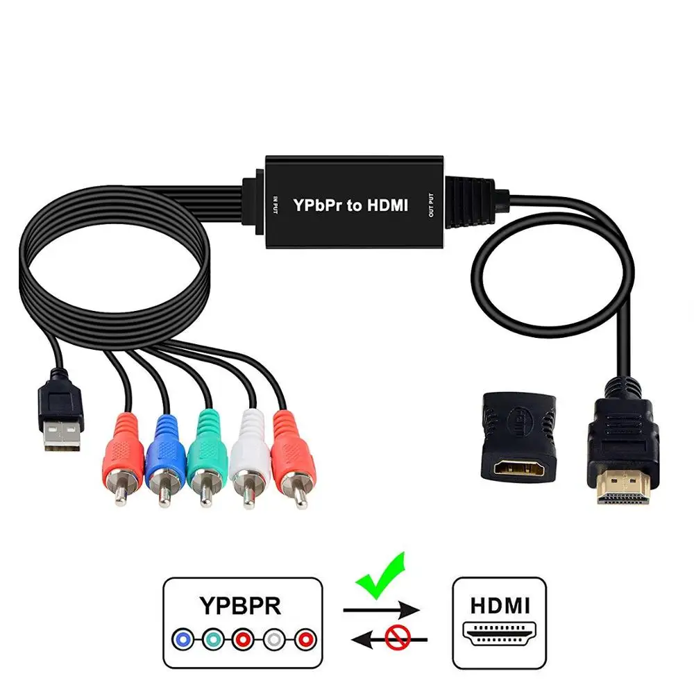 Адаптер преобразователь YPBPR в HDMI 5RCA RGB поддержка 1080P цветовая разница конвертер