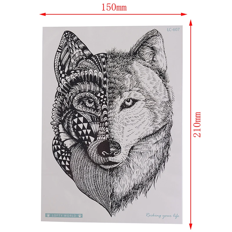 Wolf Temporary Tattoo Stickers Waterproof Women Fake Hand Animal Tattoos Adult Men Body Art