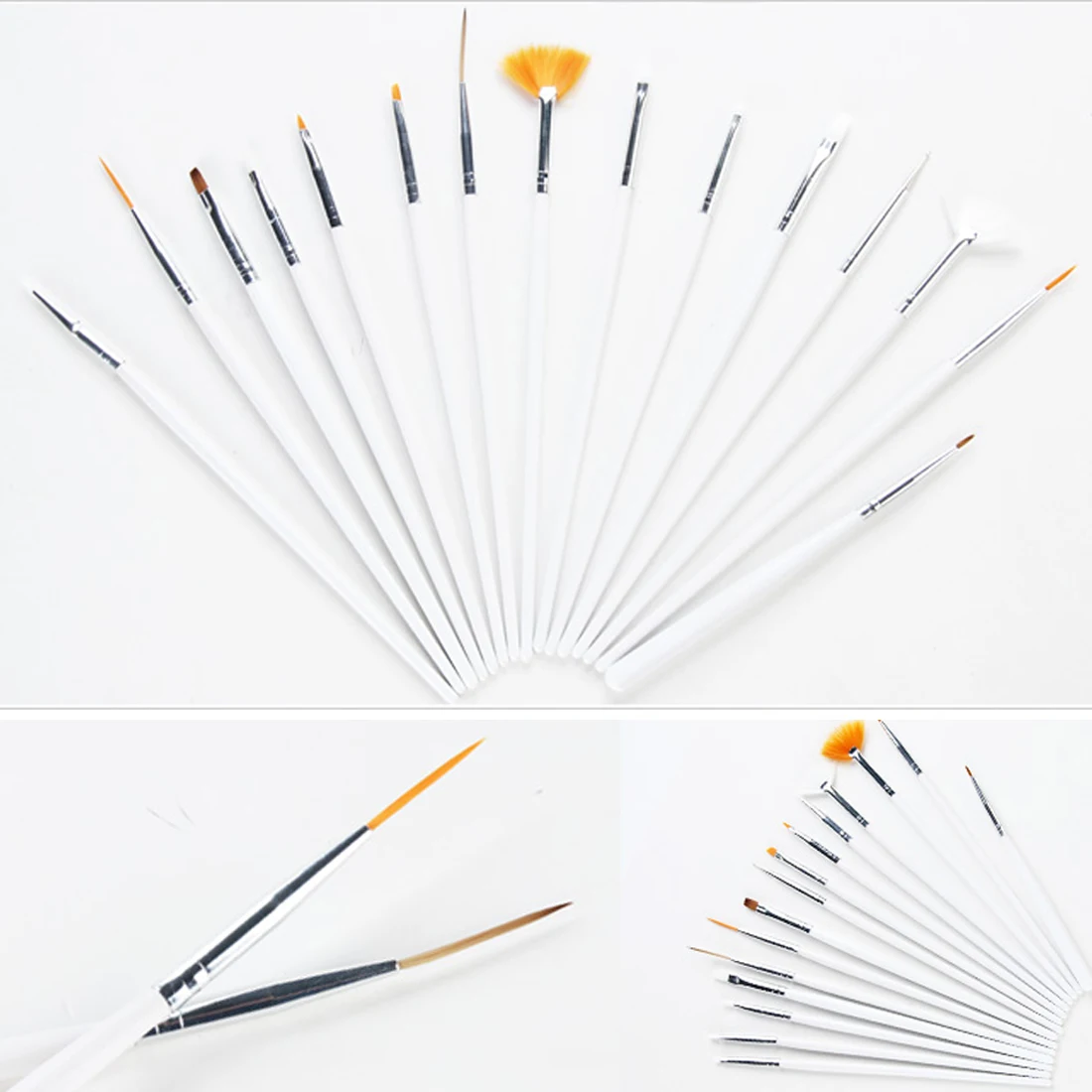 Новое поступление 15 шт./компл. кисти для ногтей белый гель для украшения картина ручка, кисточка для ногтей, профессиональный маникюрный оборудование инструмент для рисования - Цвет: Белый