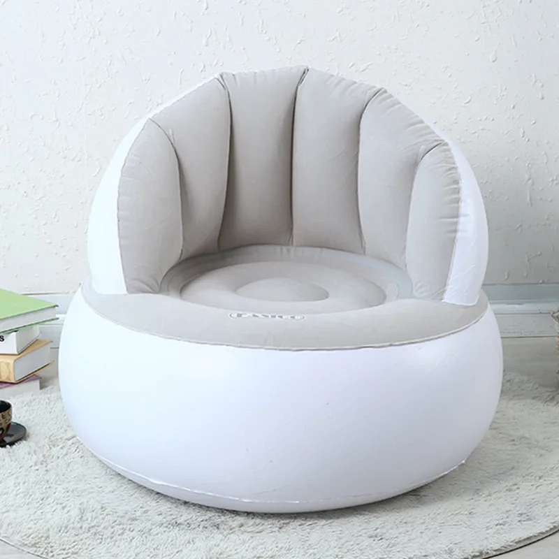 Детское кресло-пуф для сидения, расслабляющий мешок для бобов, надувной стекающийся Одноместный толстый диван для гостиной, переносное детское кресло для ленивых диванов - Цвет: Светло-серый