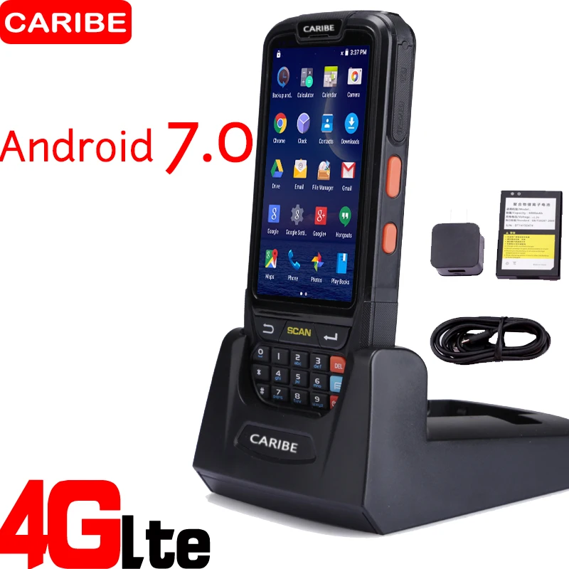CARIBE وعرة الصناعية يده محطة الروبوت 1D الباركود ماسحة محمولة مع قارئ اتصال المدى القريب WIFI 4G GPS CARIBE وعرة الصناعية يده محطة الروبوت 1D الباركود ماسحة محمولة مع قارئ اتصال المدى القريب WIFI 4G GPS