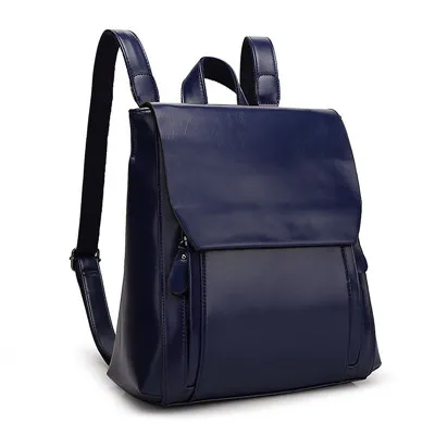 SUOAI женщины рюкзак высокое качество Pu опрятный стиль школьные рюкзаки девушки свободного покроя дорожные сумки - Цвет: Blue