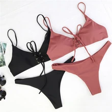 Women Bandage Thong Brazilian Bikinis Swimwear Female Sexy Black Bandeau Push up Swimsuit Bikini Set Beachwear Biquini Women Bandage Thong Brazilian Bikinis Swimwear Female Sexy Black Bandeau Push up Swimsuit Bikini Set Beachwear Biquini