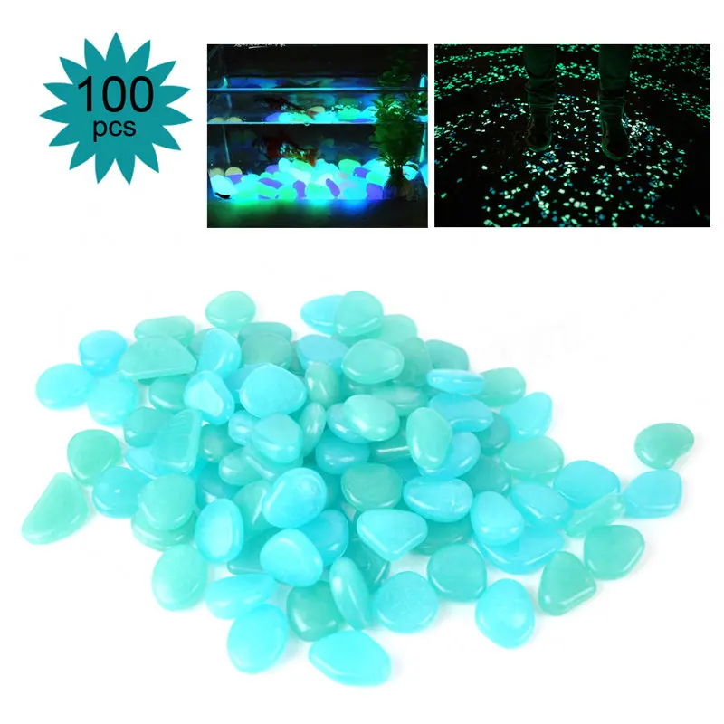 Buy 100pcs Glow In Dark Luminous Pebbles Stones Home