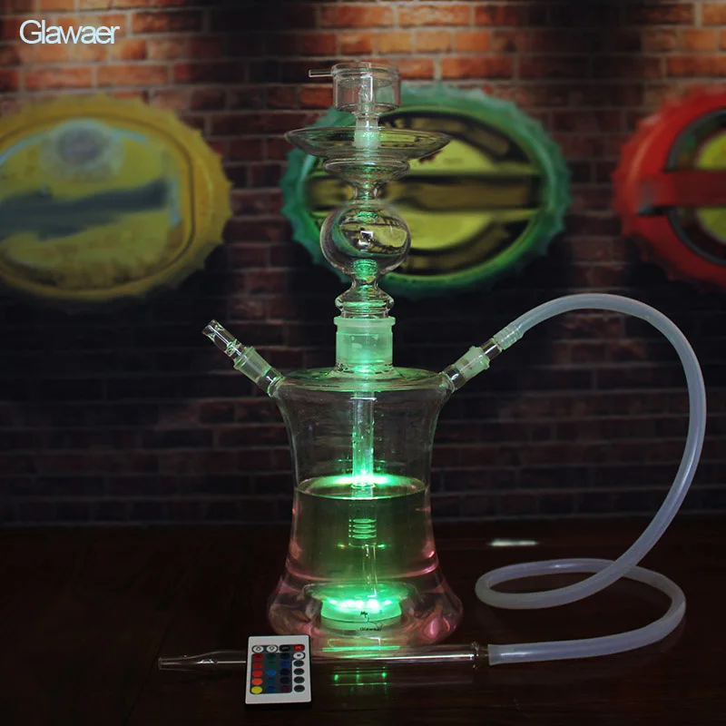 Glass Hookahs Smooking pipe and smoking nargile with Remote Multicolor