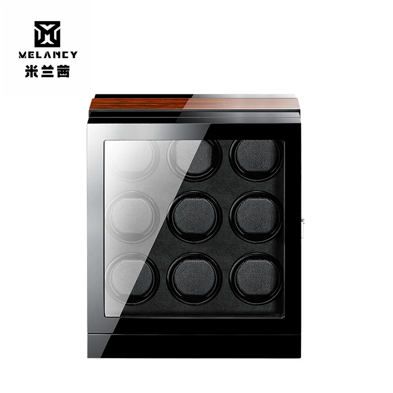 

High-end Watch winder 9 Automatic watches box Multi-function Led Wood watch storage box for Birthday gift