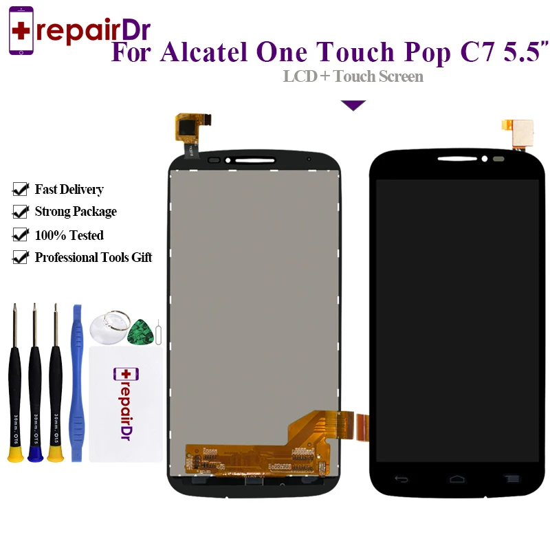 5.0&quot For Alcatel One Touch Pop C7 LCD Display Screen Glass Digitizer Complete Assembly OT7040 7040E Lcd | Мобильные телефоны и