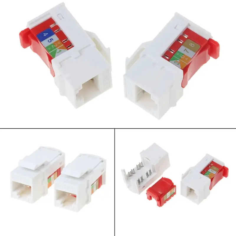 2Pcs CAT6 Network Module Information Socket RJ45 Connector Adapter Keystone Jacks Modules Tool-free Connection