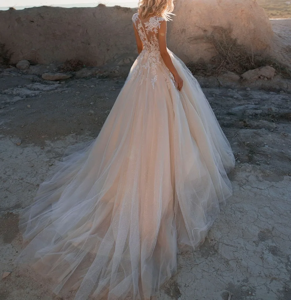 Vestido de novia блестящее Тюлевое свадебное платье принцессы сексуальный лиф с