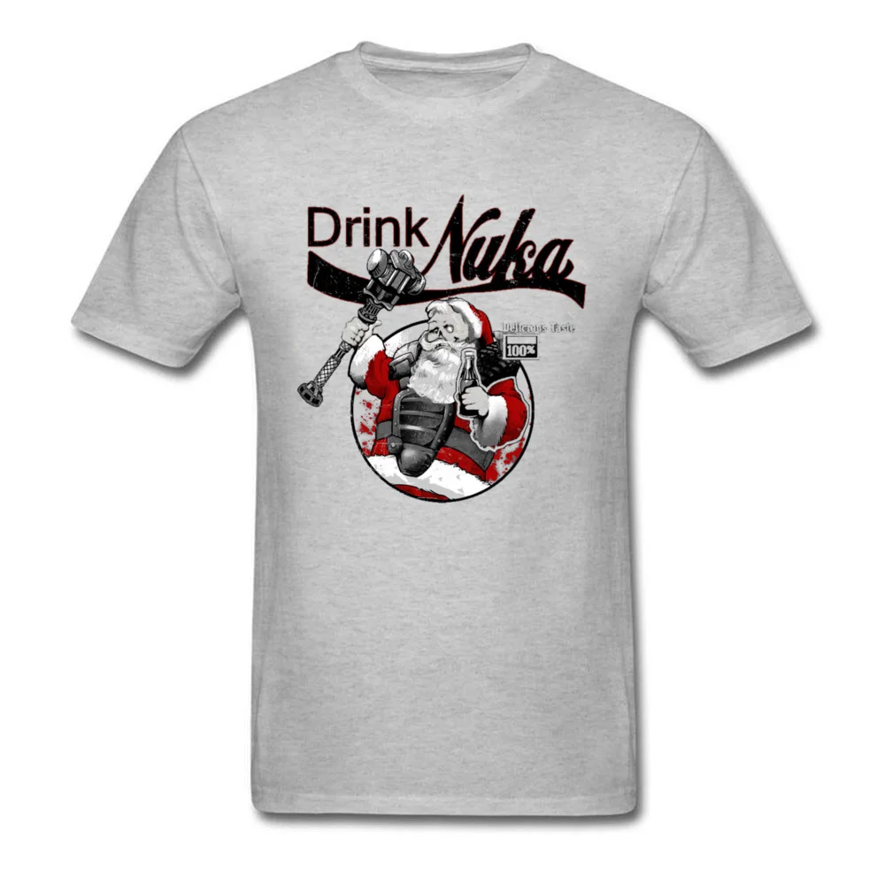 Drink Nuka New Coming Short Sleeve Camisa T-shirts 100% Cotton Crewneck Mens Tops T Shirt Normal Tops Shirt Summer/Autumn Drink Nuka grey