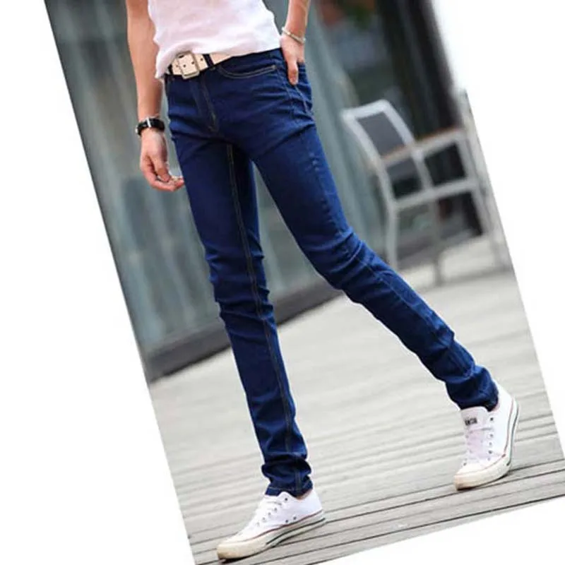 Летние обтягивающие джинсы для мужчин,, корейская мода, одноцветные тонкие Стрейчевые брюки-карандаш, мужские уличные повседневные спортивные Брендовые мужские джинсы