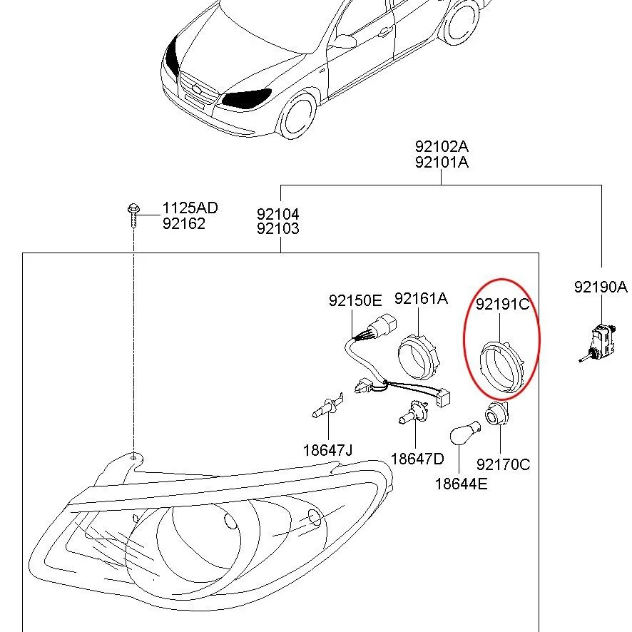 Головного света пыли Кепки 1 шт. OEM 921912F500 92191-2F500 для Cerato 2007 2008 2009