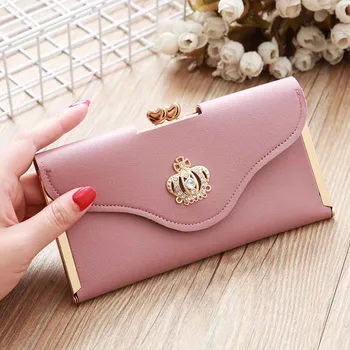 

Hot selling luxury wallet clutch bag long wallet crown diamond mobile phone bag ladies long evening bag ladies wallet бумажник