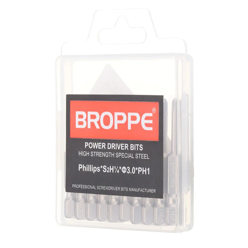 BROPPE 10 шт. PH1 3/4/5/6 мм, отвертка, биты, 1/4 ''шестигранным хвостовиком диаметром 50 мм Магнитная отвертка с крестообразным биты прочный - Цвет: 3mm