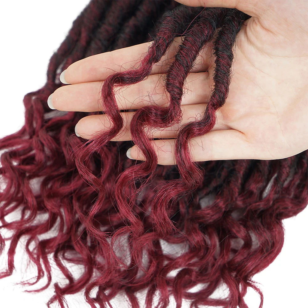 Мягкие Faux locs Curly синтетические косички для наращивания волос наращивание крючком волосы Омбре косы богиня Прическа 18 дюймов шелковистые пряди