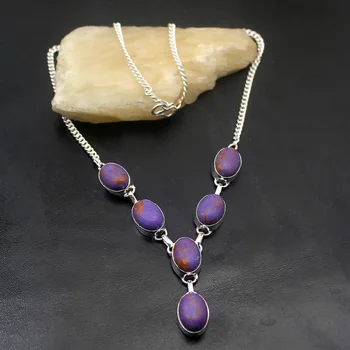 

Trendy Lovely Purple Sea Sediment 925 Sterling Silver Color Charm Pendant Necklace 17 Inch TF375 Free Shipping