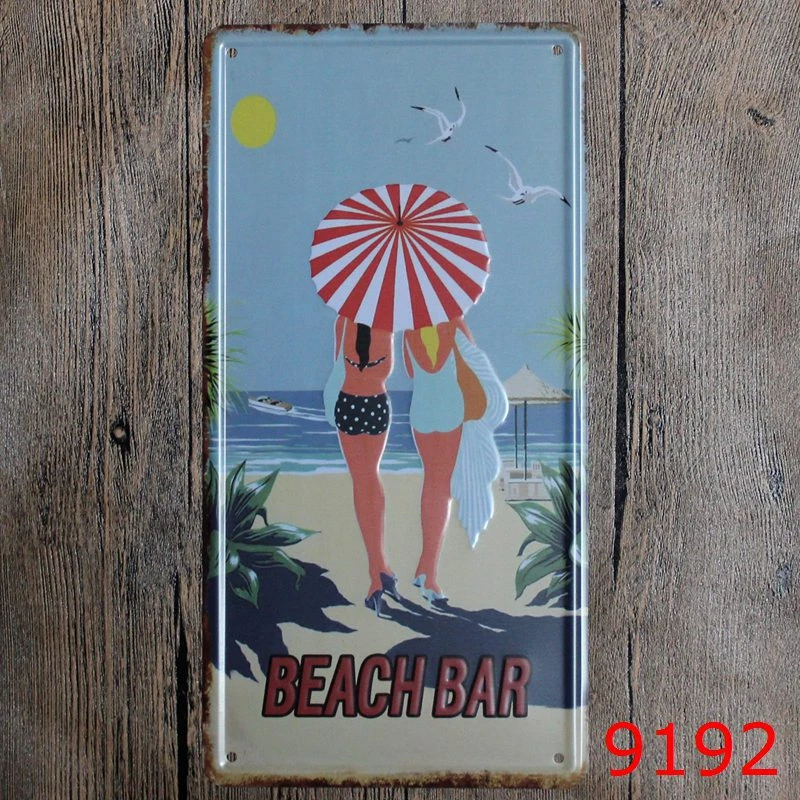 Ufficio Ristorante Cafe Bar 20 × 30 cm YY-one Ibiza Beach Vintage Retro Targa in metallo Decorazione da parete Targa Poster 