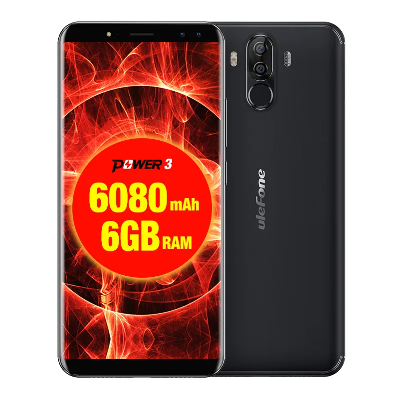 Смартфон Ulefone power 3 Android 7,1 4G 6080 mAh 6 GB 64 GB Octa Core Face ID 6," 18:9 полный экран четыре камеры 21MP мобильный телефон - Цвет: Black