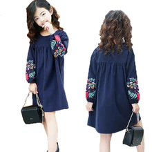 Вечерние платья детская одежда для маленьких девочек с вышивкой платье принцессы с длинными рукавами осень-зима детей Фонари рукавами платье для девочек