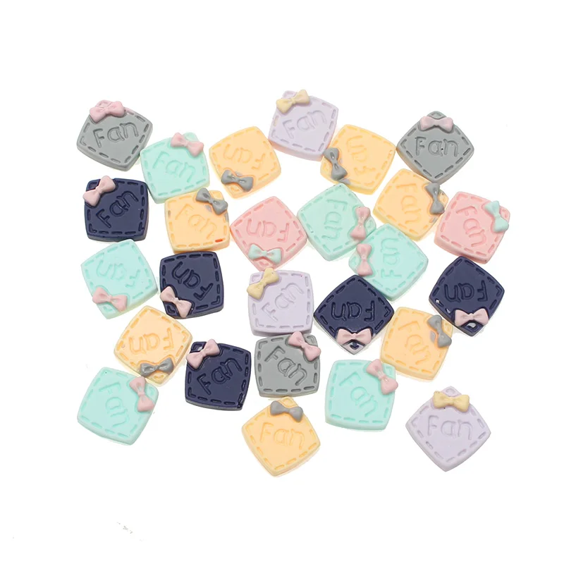 

100Pcs 14x11mm Resin Diamond With Bow Cabochon Flatback Decoration Crafts Embellishments For Scrapbooking Diy Accessories