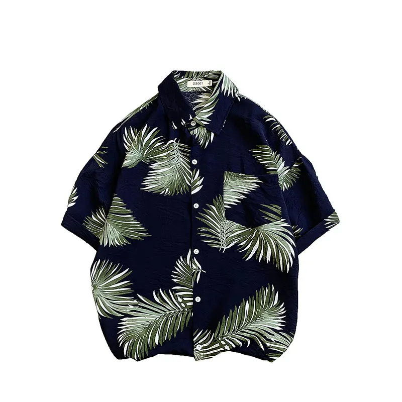 Summer Men's Loose Shirt Short Sleeve Beach Hawaii Vacation Print Casual Tops Lapel with Size Soft Men Fashion | Мужская одежда