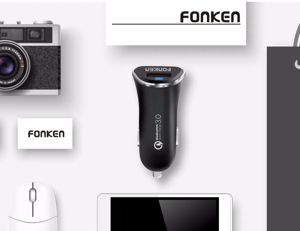FONKEN автомобильное зарядное устройство Quick Charge 3,0 Автомобильное зарядное устройство портативное универсальное зарядное устройство для телефона быстрое USB интеллектуальное переключение мощности Светодиодный светильник