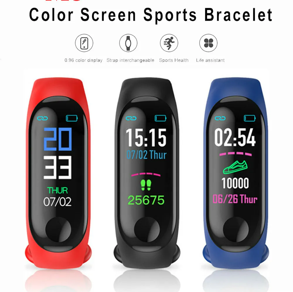 2019 جديد الرياضة الذكية معصمه ضغط الدم مراقب معدل ضربات القلب ساعة ذكية جهاز تعقب للياقة البدنية عداد الخطى الفرقة الرجال النساء للماء