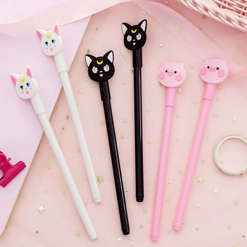

50 pc/lot Cute cat pig animal Gel ink pen/creative cartoon student office water pen / signature pen/children gift