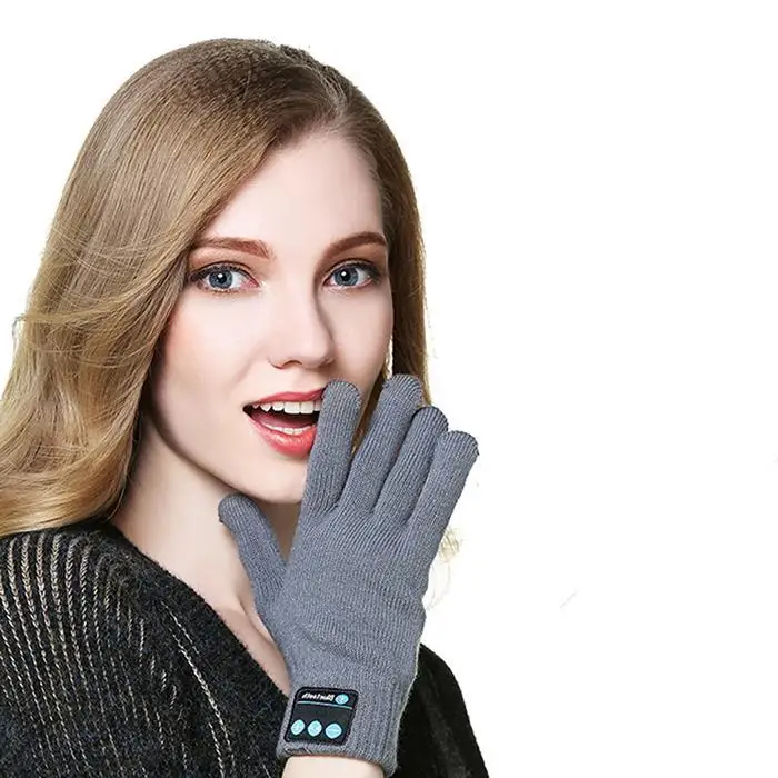 V4.2 беспроводные bluetooth перчатки вызовов Мини Гарнитуры Bluetooth Наушники Hi Fi 75 г музыка вязаная шапка Сенсорный экран пара перчаток