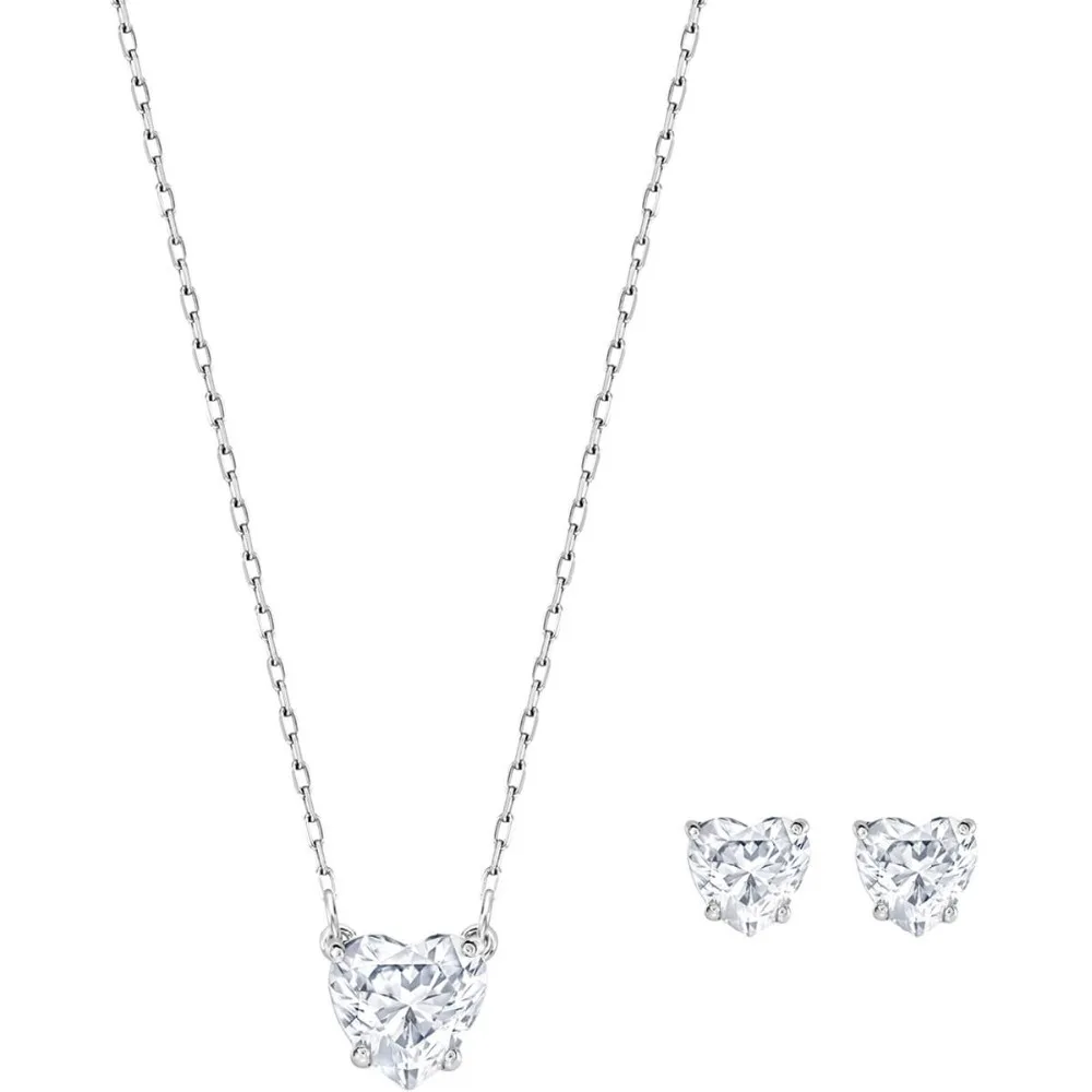 

Swarovski Attract Heart Necklace Ear Studs Set 5158461 Clavicle Chain To Send A Girlfriend Gift