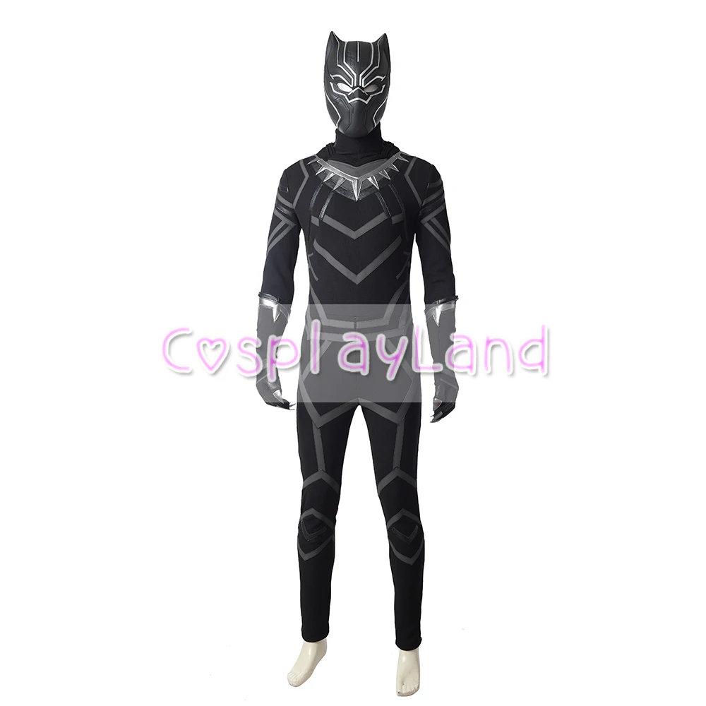Cosplay&Ware [4]Black Panther Cosplay Costume Men Carnival Halloween Adult Suit Custom Made -Cosplay&Ware anime Shop