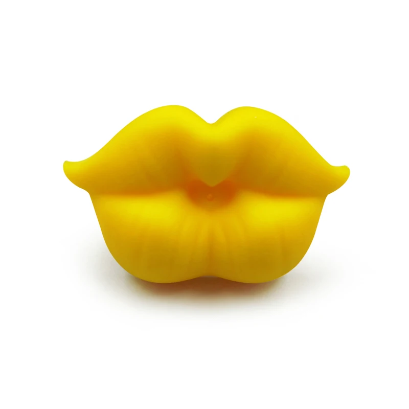 BalleenShiny Безопасный детский красный поцелуй губы Соска-пустышка держатель игрушки Игрушка-кормушка Младенческая силиконовая Прорезыватель для зубов Детская Соска-пустышка - Цвет: yellow