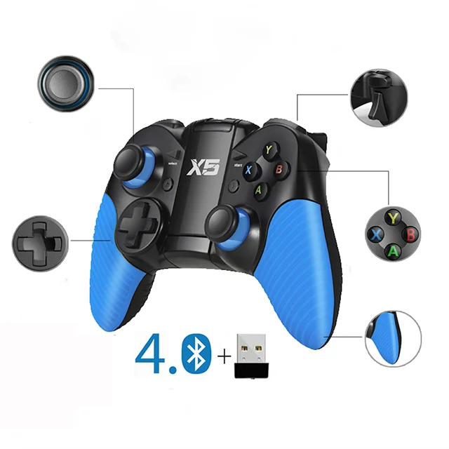 Good price X5 bluetooth 4.0 gamepad 2.4G for PS3 android ios pc games controller for phones with stand